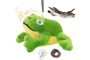 Pawsayes Jouets pour chats d'intérieur adultes, Jouet interactif en peluche pour chat, grenouille mélodieuse, simulation amusante d'animaux, cadeau pour chaton.