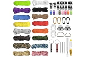 EUBSWA Paracord Set mit 16 Farben, Paracord 550 Nylonseil, multifunktional, inklusive Schnalle, Seil und Nähnadeln, geeignet zum Basteln von Armbändern, Schlüsselanhängern
