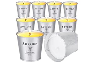Aottom Citronella Kerze Outdoors,Zitronen Kerzen Natürliche Sojawachs Zitronengras Duft Kerzen Outdoor 12Std x 9 Candle für Garten,Picknick,Camping,Terrasse