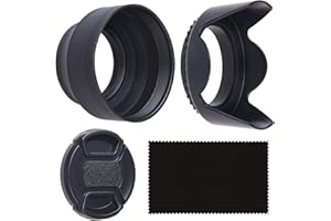 CAMKIX 58mm 2 Kamera Objektiv Sonnenblenden, 1 Objektivkappe - Gummi Zusammenklappbar + Tulpe Blume - Reduziert Objektiv Flare und Blendung