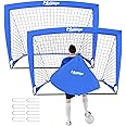 Football Goal, Foldable Football Net Set of 2, Pop up Football Net with Target Goal, Ground Pegs and Carry Bag,Football Training Equipment for Kids Adults, Great for Garden Yard Training