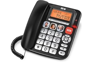 ‎SPC SPC Comfort Volume Pro - Senioren-Festnetztelefon mit großen Tasten, lautem Klingeln + beleuchtetem Display | Verstärkbare Anruflautstärke +20dB | Direktspeicher, SOS und hörgerätekompatibel – Schwarz