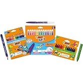 BIC Kids Colouring Set Ideal for Children Under 5 Years Includes 12 Evolution ECOlutions Triangle Pencils, 12 Plastidecor Tri