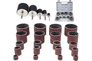 BOOMSTART 25pcs Sanding Drum for Drill, Drum Sander Kit with Rubber Sleeves, Drill Sanding Drum Set, Sanding Drill Bit for Woodworking Drill Press
