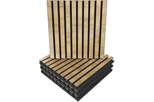UA ACOUSTICS Panel acústico difuso de absorción de sonido de listones | 50 x 50 x 5 cm | Absorción - Difusión - Reflejo - Insonorización - Aislamiento | Placas de color: (x4 polos, roble)