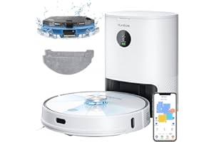 HONITURE Robot Aspirateur Laveur avec Station de Vidange Automatique, Q6 Pro Aspirateur Robot Laser 3500pa, WiFi/APP/Alexa Contrôle, Cartographie 5-étages, Idéal pour Poils d'animaux, Tapis, Sols
