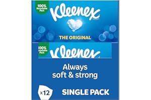 Kleenex Original Lot de 12 boîtes de mouchoirs pour le visage - Mouchoirs doux pour un usage quotidien - Doux pour la peau de votre famille avec une touche de coton
