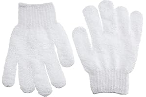 D.A.Y. REPUBLIC Exfoliating Wash Gloves for Bath and Shower Skin Scrubbing, Body Exfoliation Hand Mittens, Ingrown Hair and Dead Skin Remover, Easiest and Most Effective Way to Exfoliate (White)