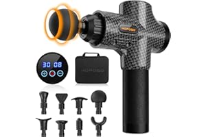 Massage Gun, HOPOSO Muscle Massage Gun Deep Tissue Massager, 4800RPM Professional Handheld Muscle Massager Gun with 8 Massage Heads 30 Speed Levels for Muscle Recovery Body Pain Relief - Carbon