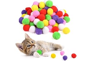 Cat Toy Balls, KEAIDUO 3cm Cat Pompoms Balls, Colorful Kitten Toy, Pet Toy, Plush Scratching Balls, Pet Chew Toys Ball, Toy Interactive for Cat, Pet Supplies for Kittens Dog (10pcs)
