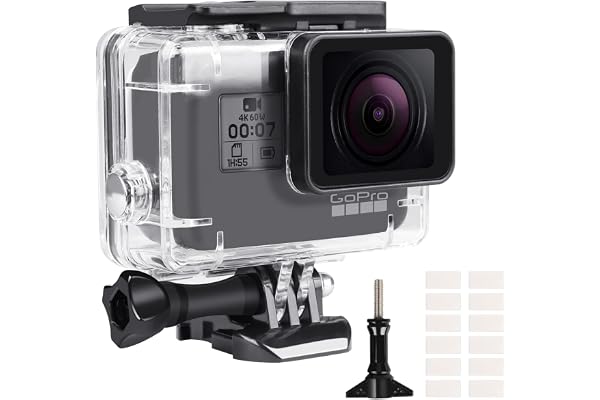 REDTRON Boîtier Etanche pour GoPro Hero 5/6/7, Boîtier Plongée Etanche de 60 M avec Mont Thumbscrew et 12 Insert Anti-buée Accessoires Kit pour Gopro Hero 5/6/7 Caméra d'action Noire