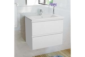 Acezanble 500mm Bathroom Wall Mounted Vanity Unit Sink Cabinet,2 Soft Drawers,White-Fully assembly