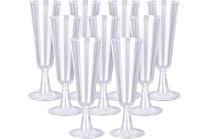 NETONDA 25 sztuk plastikowych kieliszków do szampana, 160 ml, tworzywo sztuczne, wielokrotnego użytku, ze srebrnym brokatem, na przyjęcie szampana, na wesele, imprezę, kieliszek do szampana, kolor