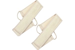 FVIZAL Back Washer, 2pcs Back Exfoliating Loofah Washer 100% Natural Luffa Loofah Back Scrubber Pad Bath Brush Body Bath Sponge Back Scrubber Double Side Scrubbing Strap Back Washer for Men & Women