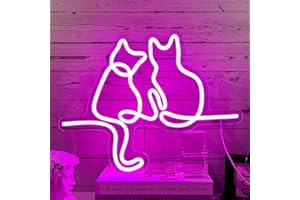 PILOYINDE Luce al Neon Gatto Decorazione Della Camera da Letto Cat Luce al Neon Luce al Neon Led Gatto Rosa Adatta per Decorazione Murale Decorazione Della Stanza Regalo per Bambini