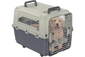 FIVMEN Trasportino per cani, 67 x 51 x 58,5 cm, con ruote e finestre in ferro, per il trasporto di animali, per cani, aereo, auto, viaggio e trasporto