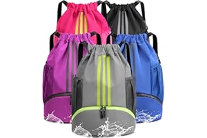 LUKIUP Borse da Palestra con Coulisse, 40 x 33 cm Sacca Sportiva per Uomo Donna, Sacca Impermeabile, Borsa da Calcio, con Scomparto Scarpe, per Viaggio Escursionismo Nuoto Scuola