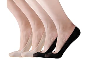 RIIQIICHY Calcetines Cortos con Almohadillas de Silicona Antideslizantes Juego de Calcetines Invisibles Transpirables para Mujer y Niña (4-6 pares)