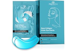 Patchs Aqua Collagen pour les yeux par Project E Beauty | Réduit les cernes, les yeux gonflés et les poches sous les yeux | Masques anti-âge pour les yeux | Illumine la zone des yeux | 20 paires