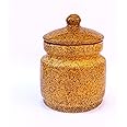 ARDVAN INDIA Pickle Storage Burni Masala Container Aachar Chutney Serving Marmalade Barni Canister Ceramic Handpainted Jar (Yellow - Black, 1250ml) Dishwasher Safe