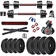 Bodyfit 3 in 1 Convertible-Expandable Dumbbells Set (8kg to 60kg) Weight Plates and Fitness Kit for Men n Women Full Body Workout, Adjustable Dumble Exercise Set. (60kg Weight Plates)