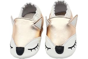 Henagehde Chaussons Cuir Souple Bébé Fille Garçon Chaussure Antidérapantes Premiers Pas Chaussons Dessin animé Chaussons Enfants Pantoufles Pré-Marcheurs 0-2 Ans
