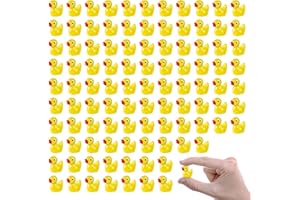 ELEKTHEIM Lot de 100 mini canards lumineux en résine - Mini canards miniatures - Pour aquarium, maison de poupée, jardin miniature - Accessoires de bricolage - Statues miniatures et décoration de la maison