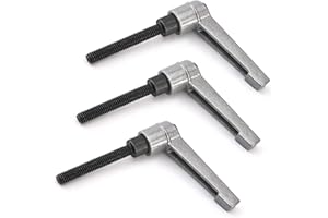 MroMax Lot de 3 poignées de serrage M6 x 40 mm en alliage d'aluminium avec filetage mâle réglable pour machine à tourner, travail du bois et équipements industriels Argenté