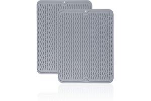 FENGZIZH Silicone Trivets for Hot Pans, 2 Pack Silicone Trivets, 40x30cm Flexible Heat Resistant Mat Kitchen Worktop Protector, Non-Slip Multipurpose Kitchen Accessory (Dark Grey)