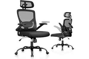 Marsail Ergonomiczne krzesło biurowe z regulowanym podparciem lędźwiowym, zagłówkiem i podłokietnikiem, regulacją wysokości i funkcją przechylania, kolor czarny (Deep Black)