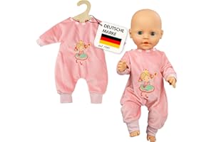 Heless 1581 - Puppen-Strampler "Prinzessin Emily", in Rosa, mit Prinzessinnen Bestickung, für Puppen und Kuscheltiere der Größe 28 - 35 cm