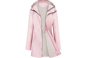 UNIQUEBELLA Chubasquero Impermeable Mujer Chubasquero Mujer Chaqueta Cortaviento con Capucha Chaqueta Impermeable Ligera para Exteriores Impermeable Impermeable para Cercanías Chubasquero