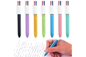DONOONIS 4 couleurs Stylo, Lot de 7 Stylos Multicolores à Stylo Bille Rétractable, 4 en 1 Roulante Type à Pression, 4 Couleurs pour Fournitures Scolaires Bureau, Journal, Handbook
