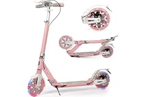 HELLO-5IVE Kick Scooter for Kids Ages 8-12, 200mm Big Wheel Adult Scooter with Disc Brakes and Carry Strap, Foldable Scooters for Teenagers 11-15