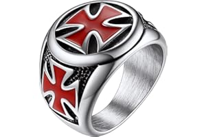FaithHeart Chevalière Templier Homme Bague Croix de Malte Acier Inoxydable/Or/Noir Taille 54-72 Bijoux Porte Bonheur Biker Vintage Cadeaux pour Ado Garçon Femme (Boîte Cadeau)