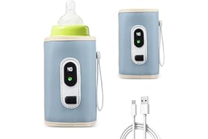 EVOLOO Portable Milk Bottle Warmer, USB Bottle Warmer, 21 Adjustable Temperature, Portable Bottle Warmer, Digital Display Bottle Warmer for Night Feeding Outing Traveling Driving