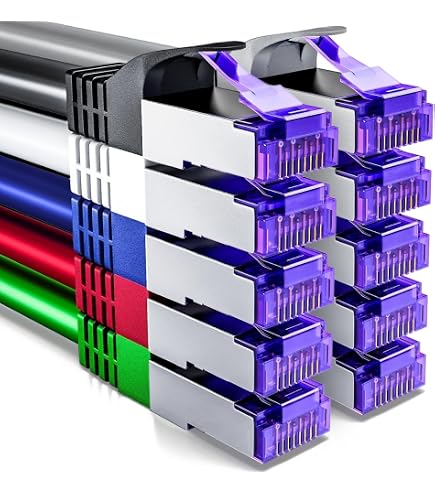 Lot De 8 Câbles Ethernet Cat5e Courts 5cm - Cordon Plat RJ45 Gris Pour Réseau LAN Rapide