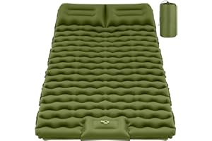 ZODAS Self Inflating Camping Mattress, Upgraded Material, Inflatable Sleeping Pad with Built-in Foot Pump, Self-inflating Sleeping Mats for Camping, Tent, Backpacking, Hiking, Double Green