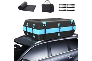 Rimoody Auto Dachbox Faltbar 21 Kubikfuß 595L Wasserdicht Dachkoffer XXXL Dachbox Taschen mit Rutschfester Matte Aufbewahrungsbox Dachtasche mit/ohne Gepäckträger Dachbox für Autos, Vans, SUVs