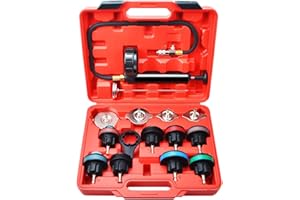 Zoomtools Kit Tester Pressione radiatore Sistema di Raffreddamento 15 Pezzi, Kit rilevatore perdite Serbatoio Acqua Sistema refrigerante