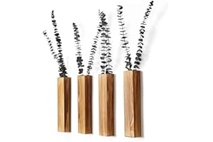 Sawoake Wand Pflanzgefäße- Moderne Holz Wand Dekor für Schlafzimmer und Badezimmer Zeitgenössische Pflanzgefäße Vielseitige Holz Home Decor für getrocknete Blumen und Faux Grünpflanzen (Braun, 4pc)