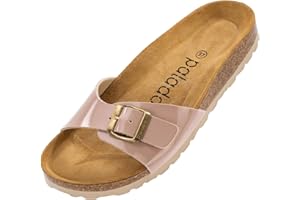 Palado Claquettes Femme Malta - Mules Femme élégantes avec lanières réglables - Mules Femmes Confortable avec voûte Plantaire en liège - Mules et Sabots Femme avec Semelle extérieure en Cuir