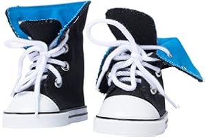 The New York Doll Collection Blau Segeltuch Hochgeschnittene Turnschuhe Sportschuhe passen auf 18 zoll/46cm für Mode Mädchen Puppen - Puppenschuhe - Puppe Sportschuhe