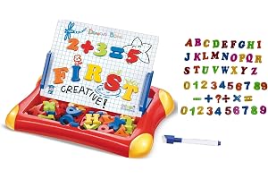 Magnetisk tavla för barn 2-i-1 ritning för markörpennor magnetiska bokstäver 26 bokstäver 20 siffror 6 symboler raderbar whiteboard spel skola (a)