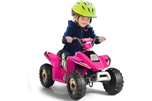 GOPLUS 6V Elektro Kindquad ATV mit Vor- und Rückwärtsschalter, Miniquad Kinderauto, Elektrofahrzeug aus PP + Stahl, Elektro Motorrad für Kinder ab 3 Jahre bis zu 30kg tragbar, 73x40x44,5cm (Rosa)