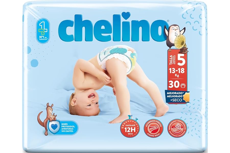 Chelino Pañales infantiles Talla 5 (13-18kg), 30 Unidades ( Paquete de 1)