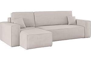 ‎KAISER MÖBEL Kaiser Möbel, Ecksofa mit schlaffunktion, mit Bettkasten, Schlafsofa Best, Designer Sofa, Modern Design Couch, Polsterecke, Freistehend, Dicker Cord, Beige Links