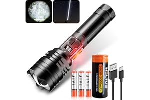 ‎ASORT ASORT led taschenlampe extrem hell 30000 Lumen, COB-Seitenlicht,USB-aufladbar,Mit LCD Display, 10 Beleuchtungsmodi, supergroße Blende zoombare für Outdoor Biwak Notfälle (26650 Auuk)