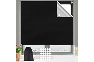 WNQOU Portable Blackout Blind, 100% Blackout Material 200x145cm Free Cut Size & Shape No Drill Blackout Blinds with 30 Pairs Self Adhesive Fasteners for Bedroom, Nursery, Loft, Travel