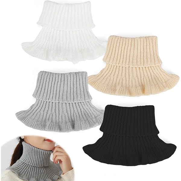 kdjsic Donna Uomo Semplice Colore Solido Dickey Falso Colletto Finto Dolcevita Cotone Staccabile Mezza Top Collo Alto Copertura Sciarpa ad Anello